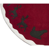 Handmade Christmas Tree Skirt in Felt - Sleigh and on Red - 60"