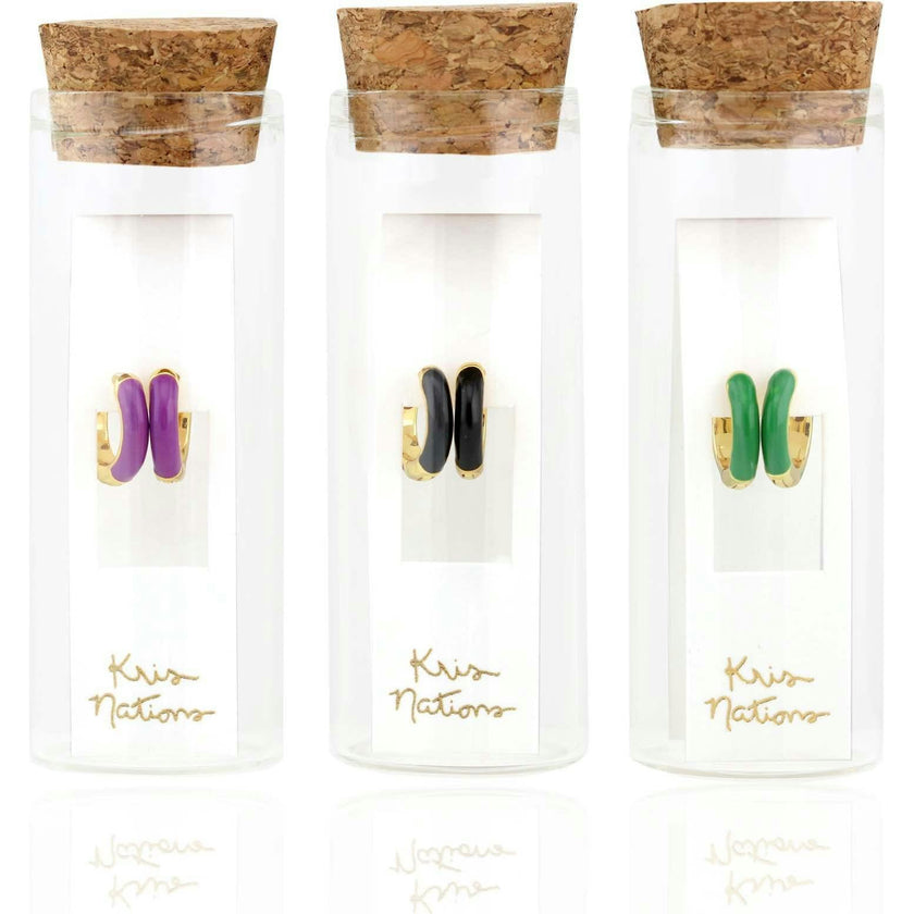 Enamel Huggie Hoop Earrings