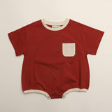 Cory Pocket Romper in Clay Red