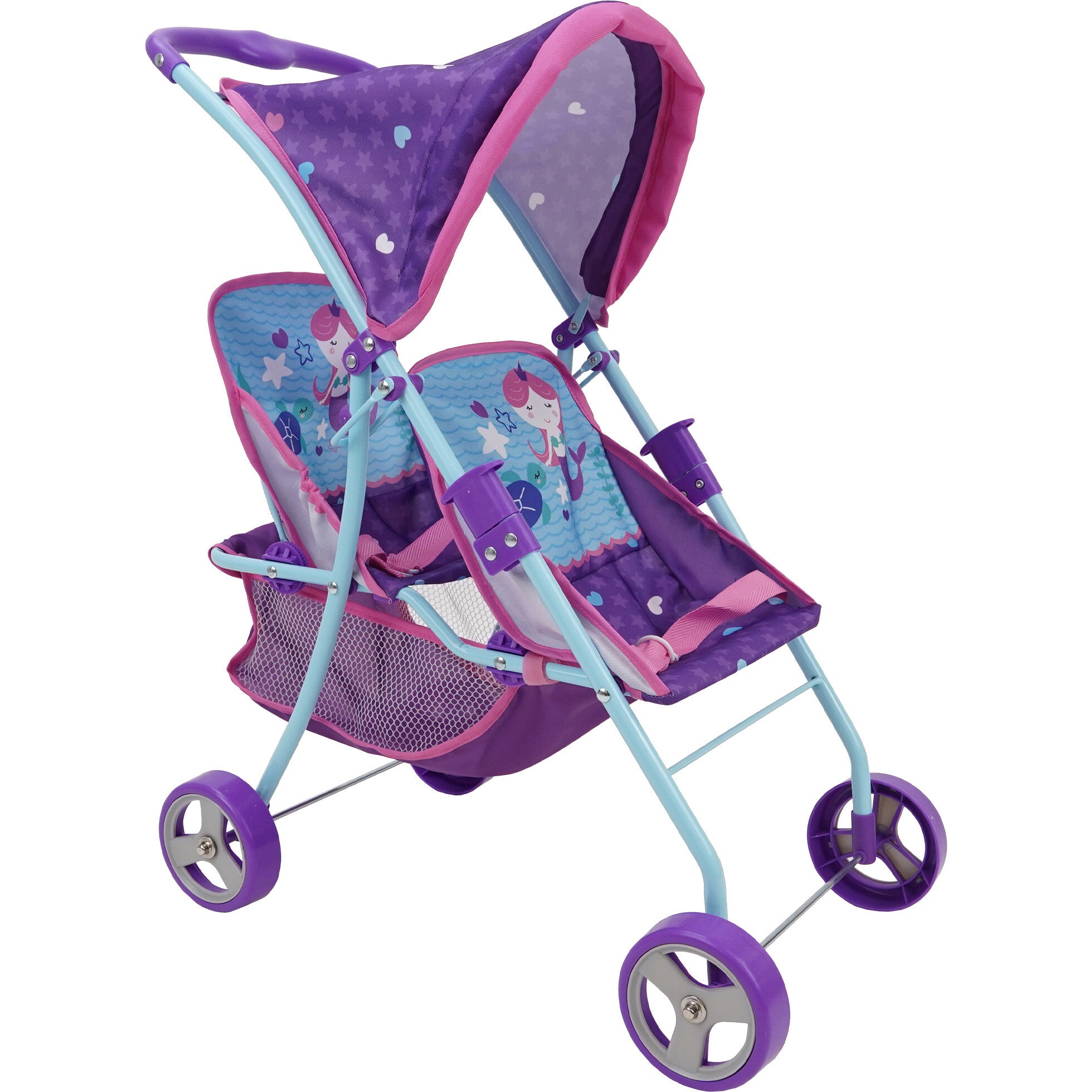 509 Mermaid Twin Doll Stroller - Purple & Teal
