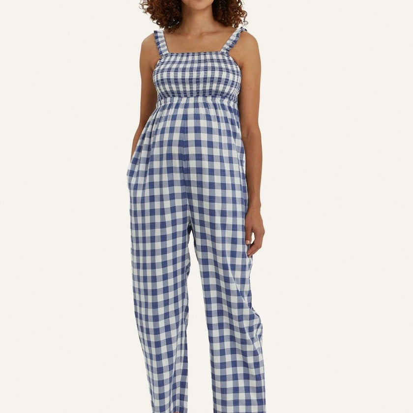 Women's Maternity Marais Smocked Bust Sleeveless Strap Jumpsuit