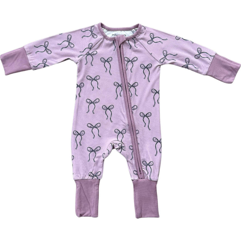 Long Sleeve Zip Romper Hair Bow