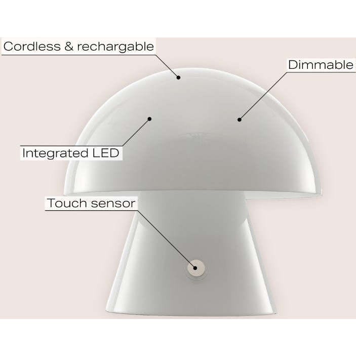 Porcini 7" Contemporary Bohemian Rechargeable/Cordless Iron Integrated LED Mushroom Table Lamp