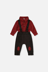 Baby Top & Pants Set Black And Red Houndstooth