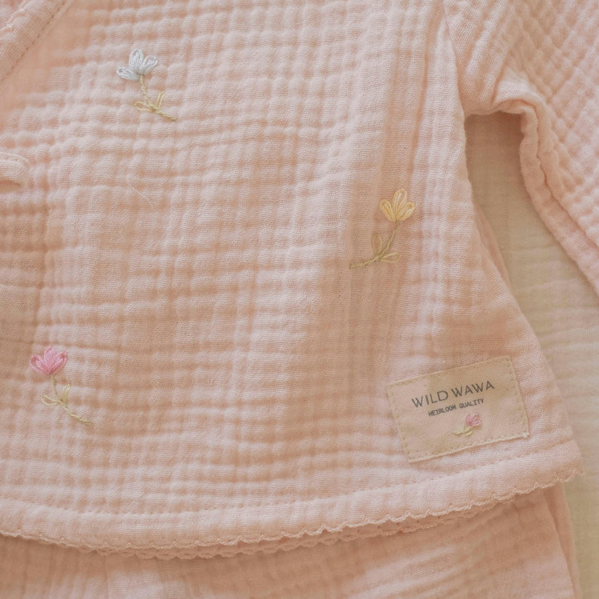 Gauze Bundle Set in Embroidered Flowers