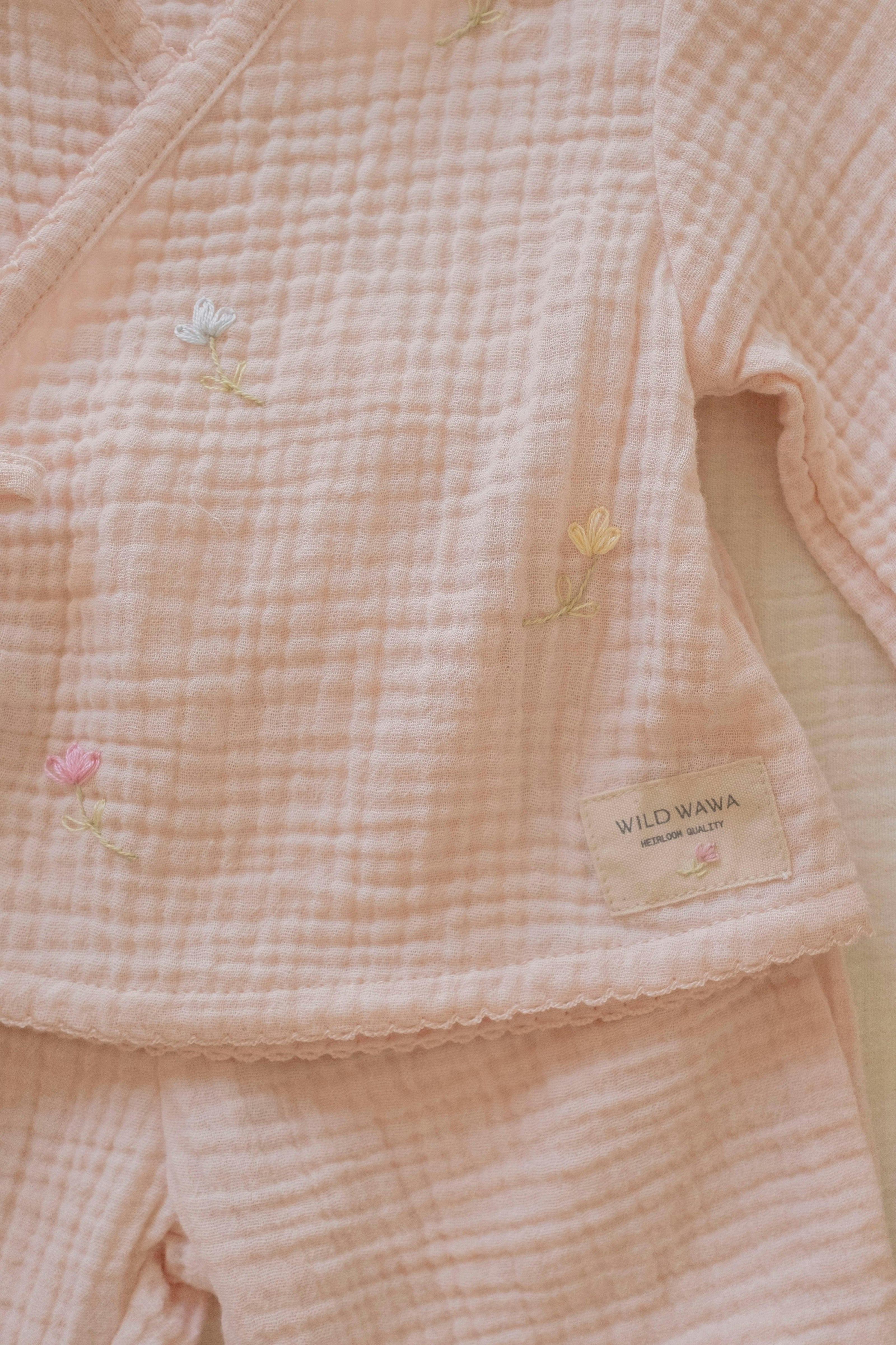 Gauze Bundle Set in Embroidered Flowers