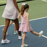 Girl's Scalloped Skort Set in Pink Sand Gingham