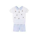 Boys Sailboat Sweater Set White/Blue