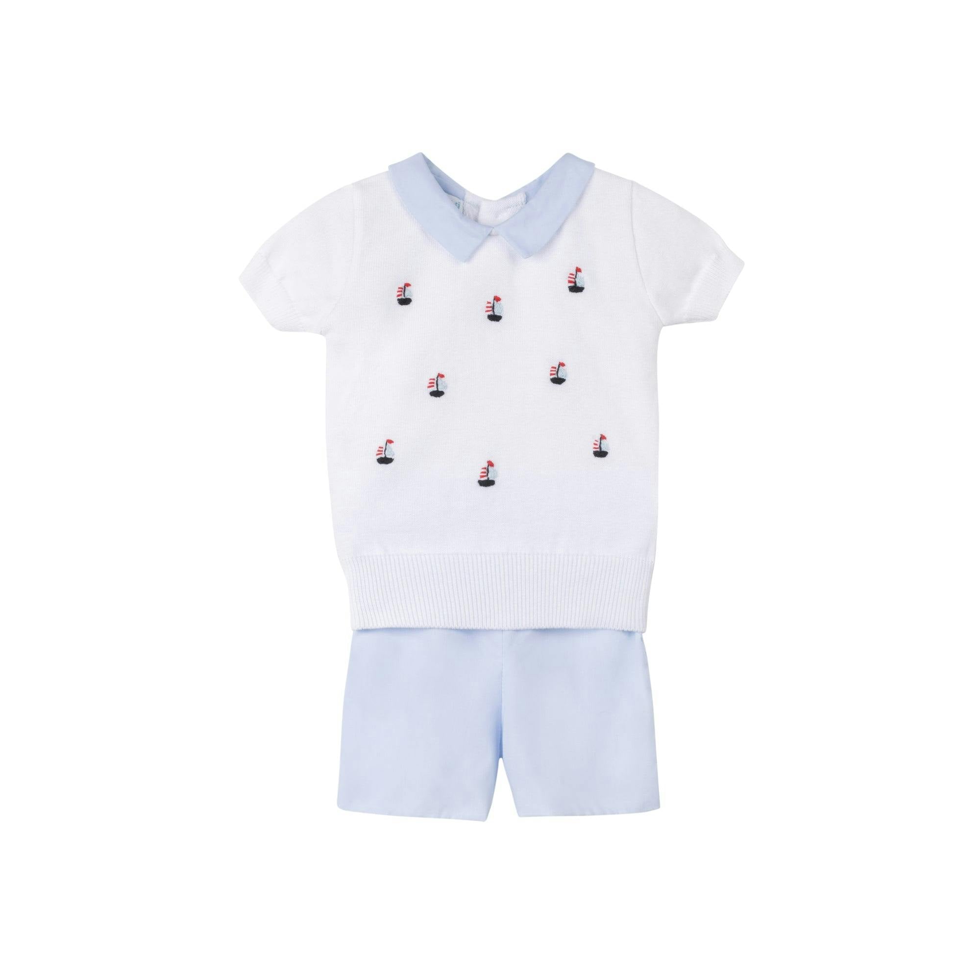 Boys Sailboat Sweater Set White/Blue
