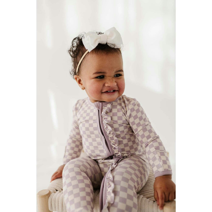 Footie Romper Lavender Cloud Checkered
