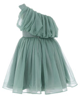 Green Izorah Off Shoulder Glitter Dress