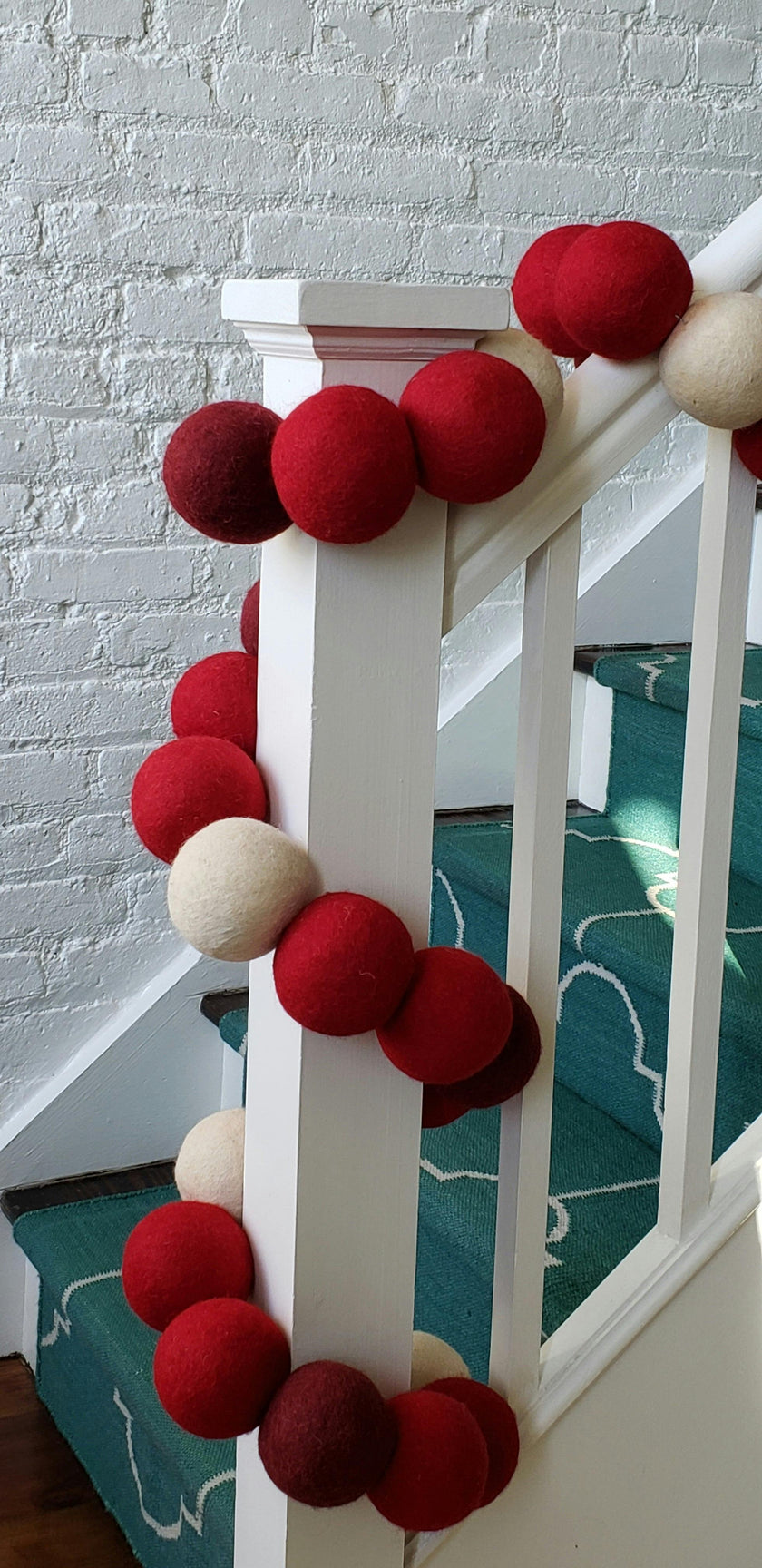 Enormous Christmas Garland and Bunting - XL Maroon, Red, and Cream Balls - 6'