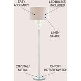 Abigail 61" Crystal / Metal LED Floor Lamp