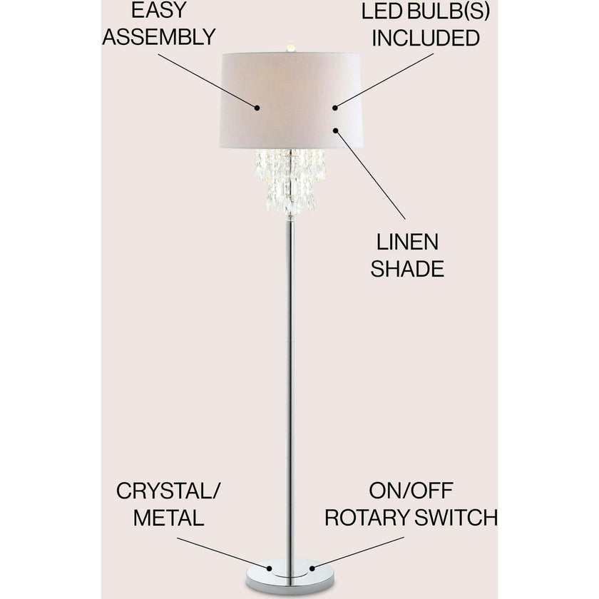 Abigail 61" Crystal / Metal LED Floor Lamp
