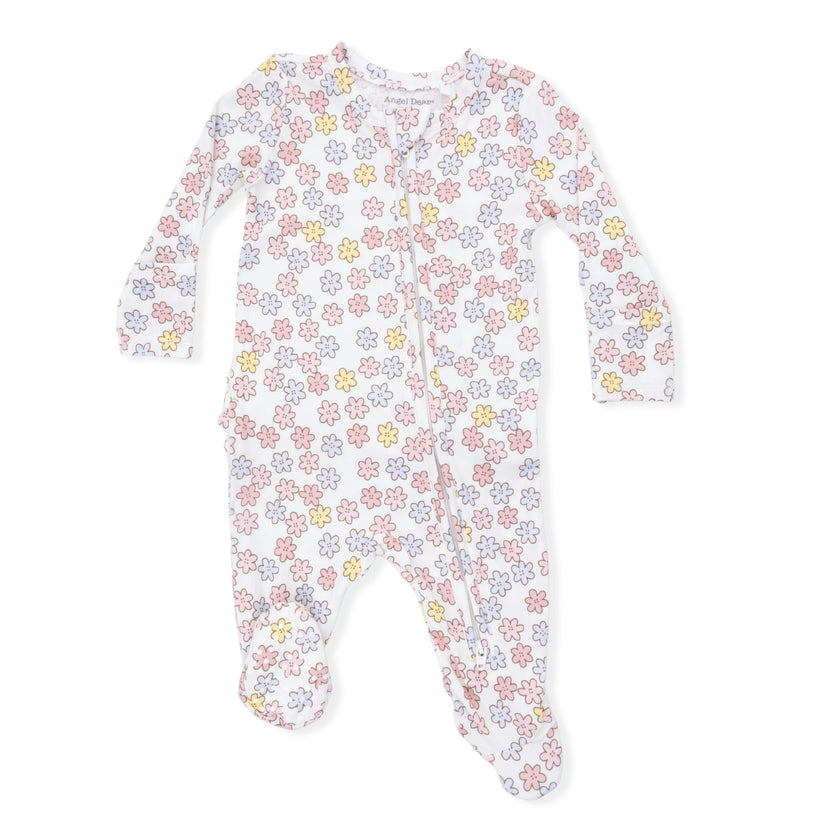Sarah Floral - 2 Way Ruffle Back Zipper Footie