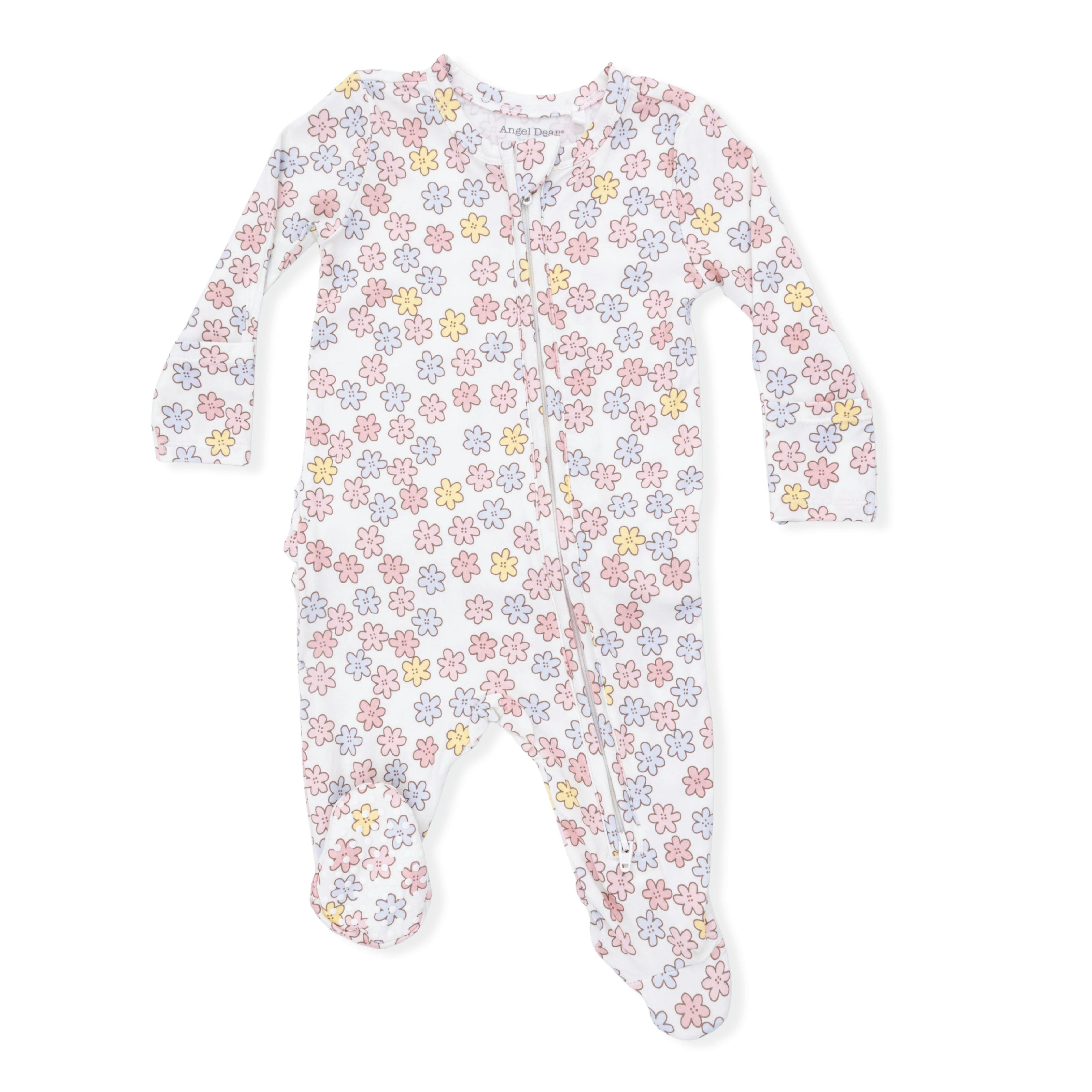 Sarah Floral - 2 Way Ruffle Back Zipper Footie