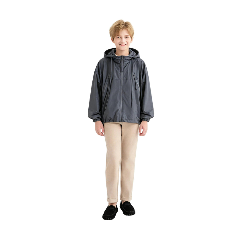 Dark Gray Hooded Windbreaker