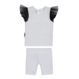 Glitter Mesh 2-Piece Top & Short Set