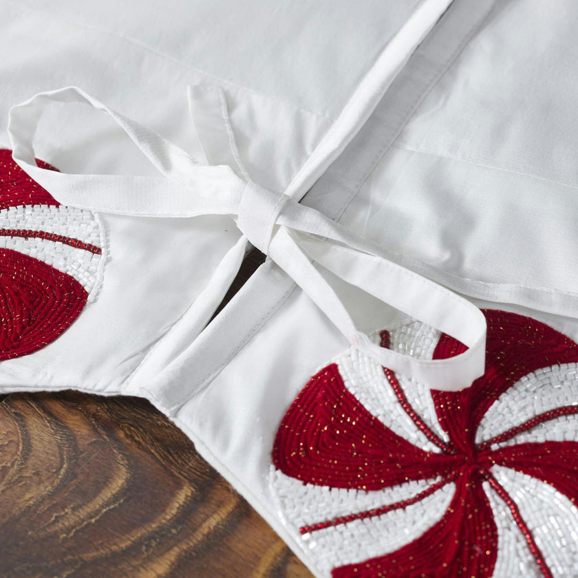 LIMITED EDITION Candy Swirl Hand Beaded Christmas Tree Skirt