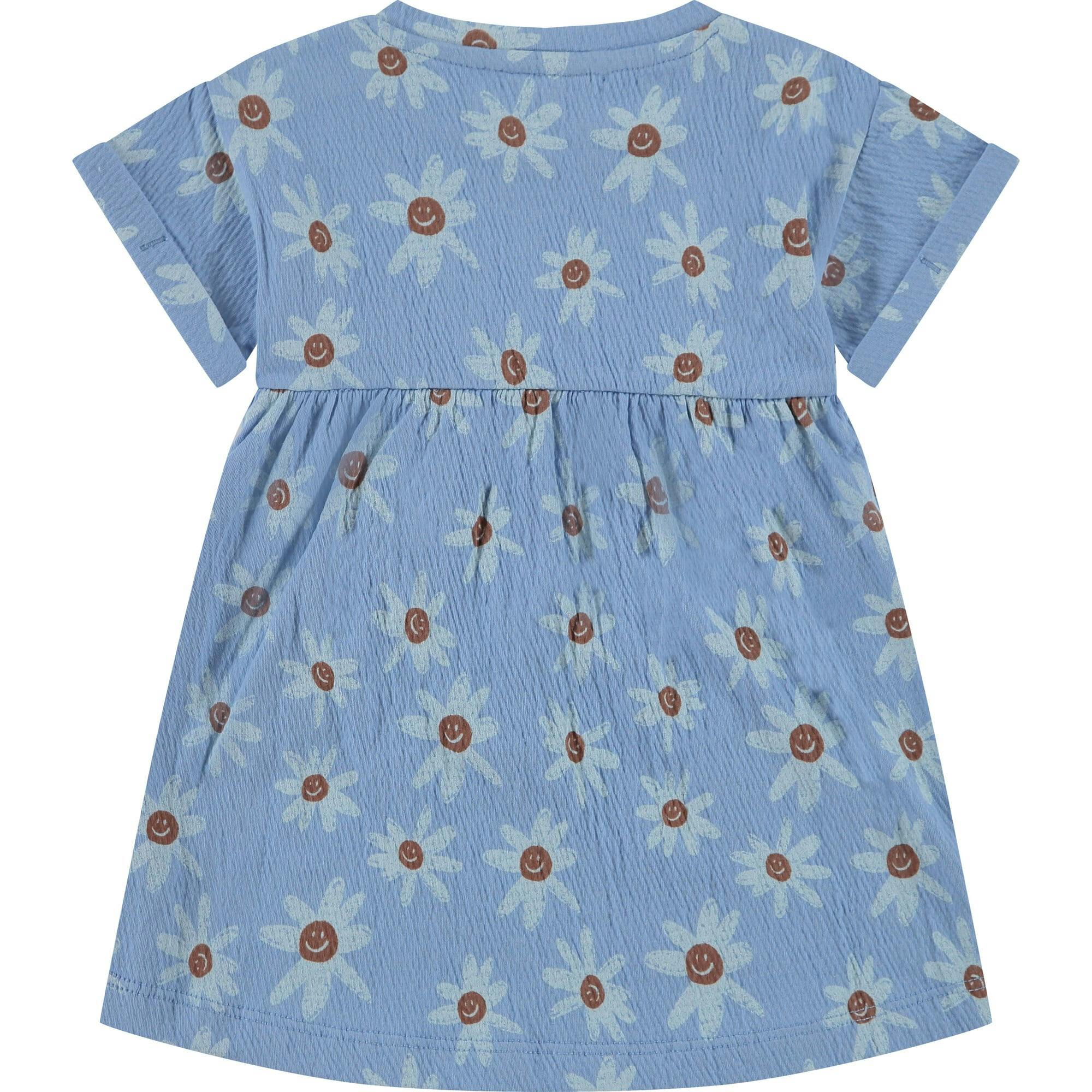 Smiling Daisy Print Short Sleeve Dress