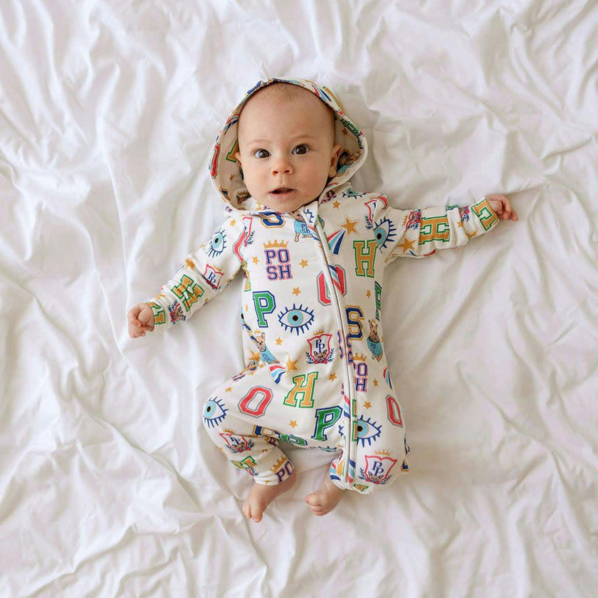 Brooke French Terry Zippered Hooded Romper