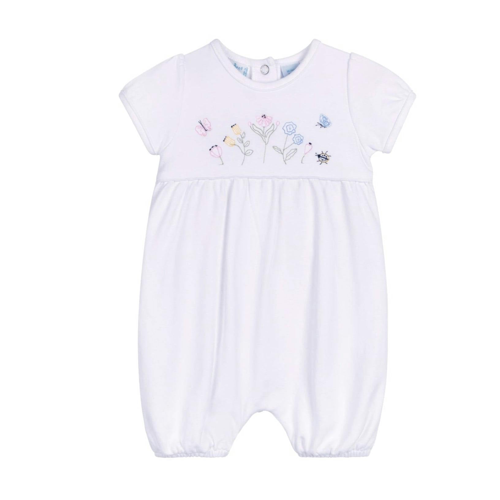 Garden Embroidered Cotton Shortall White