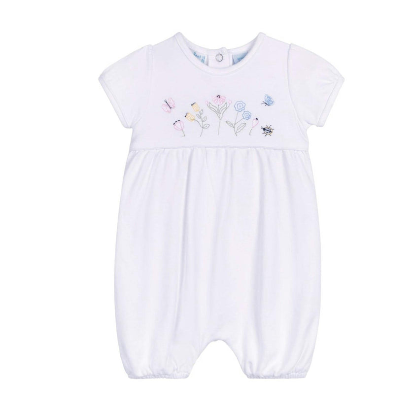 Garden Embroidered Cotton Shortall White