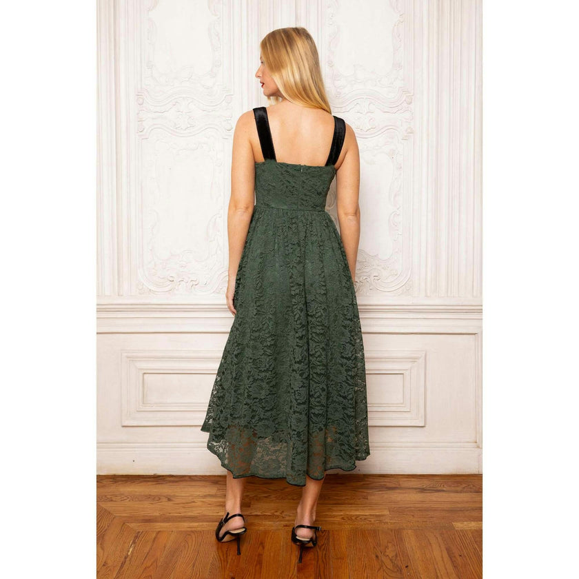 Penny Tank Midi Dress in Green Lace