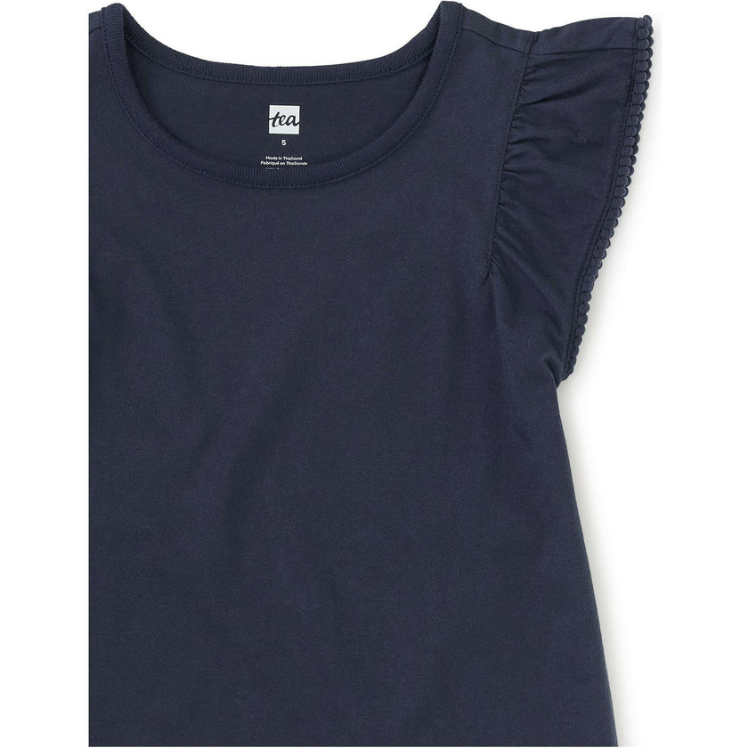 Pom-Pom Flutter Top, Blue