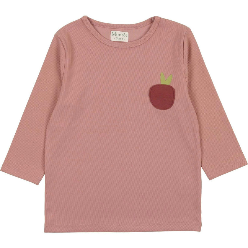 Girls Ribbed Berry 3-Quarter Sleeve Shirt