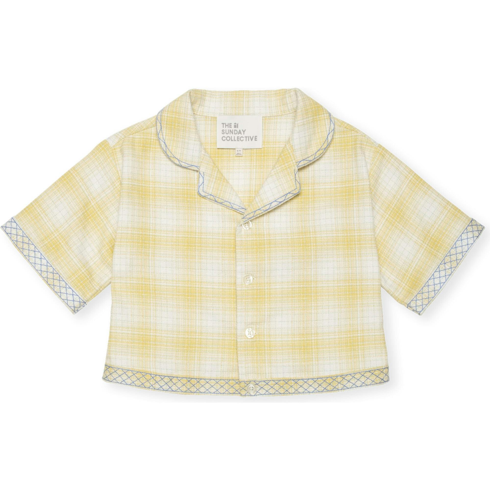 Embroidered Shirt Jacket in Daisy Plaid