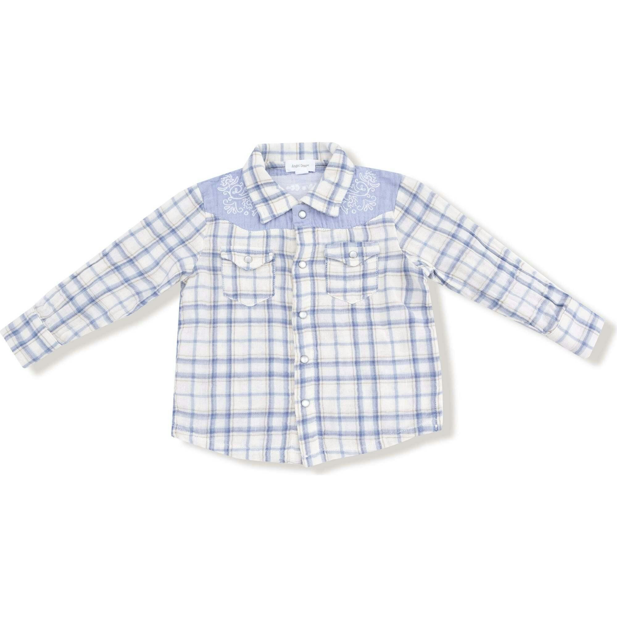 Blue Plaid - Long Sleeve Western Pearl Snap Shirt