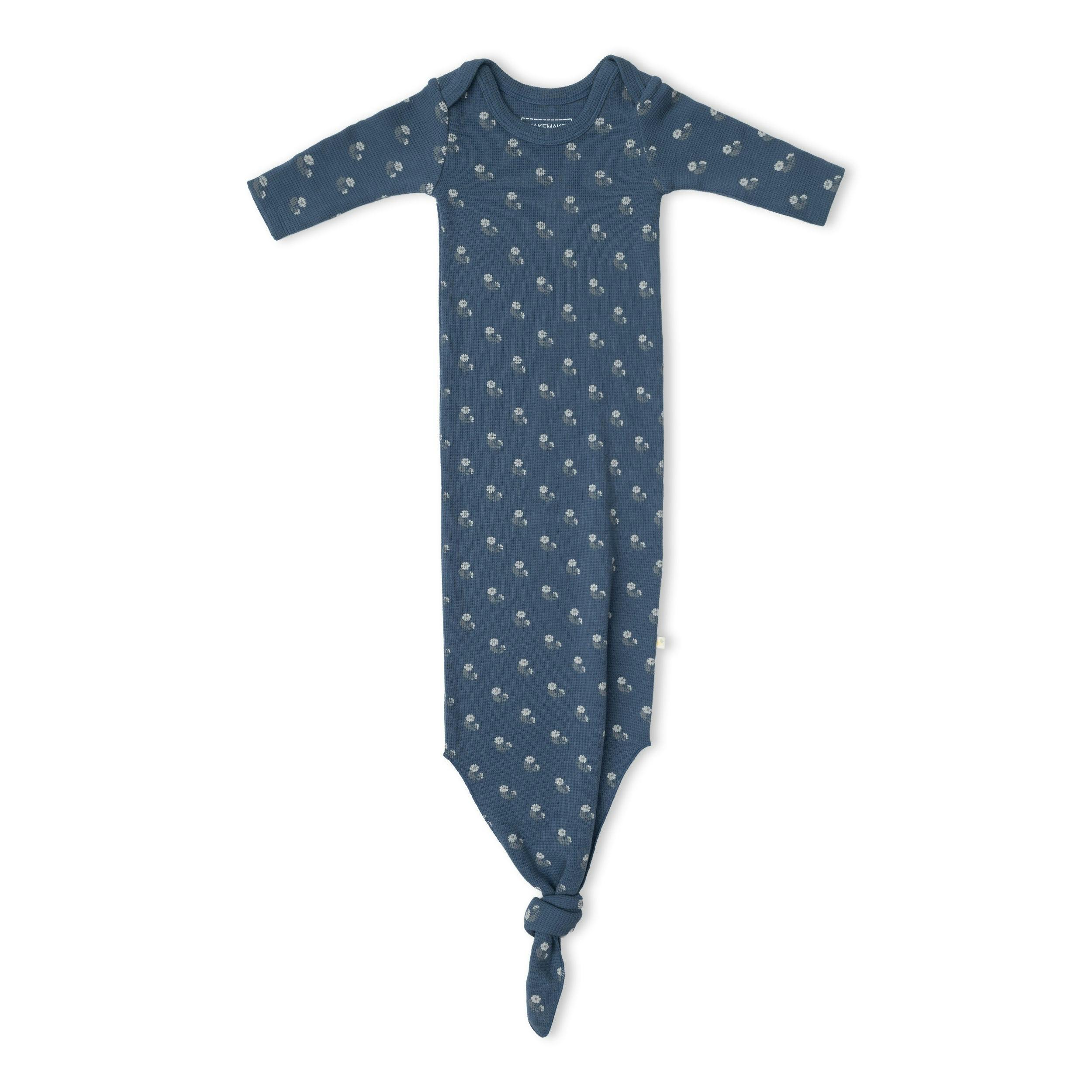Organic Knotted Baby Gown - Indigo Blossom