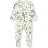 Country Toile Luxe Stretch Ruffle Footed Romper