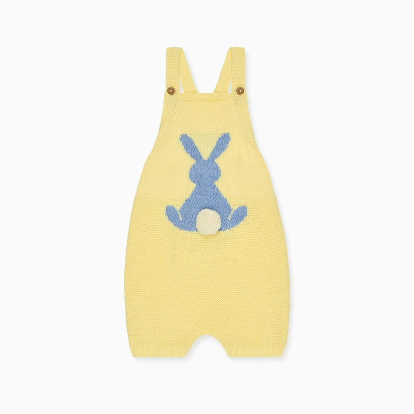 Lemon Crispa Cotton Bunny Baby Knitted Dungarees