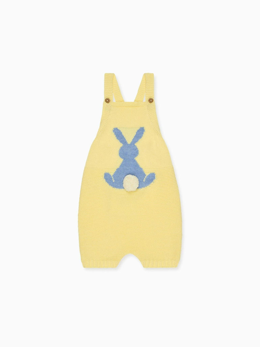 Lemon Crispa Cotton Bunny Baby Knitted Dungarees