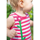 Stripe Knit Romper With Flower