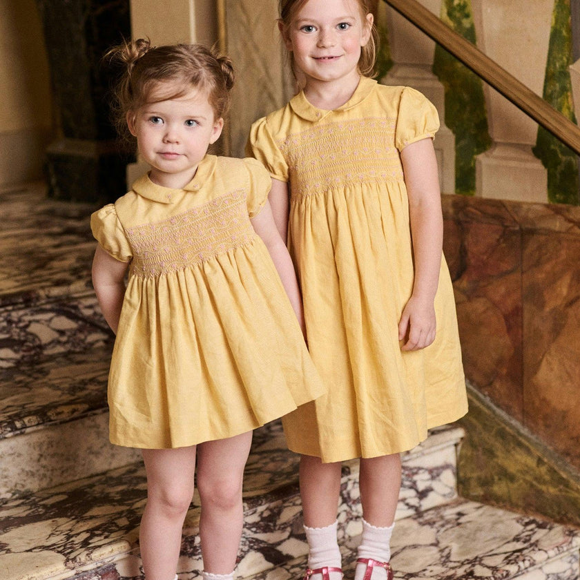 Nicky Hilton x La Coqueta Lemon Dolly Girl Hand-Smocked Dress