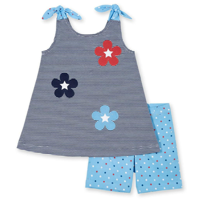 Stripe Knit Short Set With Flowers & Stars