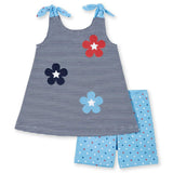 Stripe Knit Short Set With Flowers & Stars