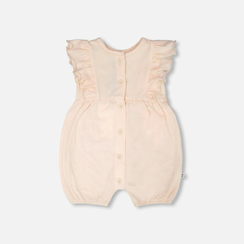 Organic Cotton Jersey Romper With Frills