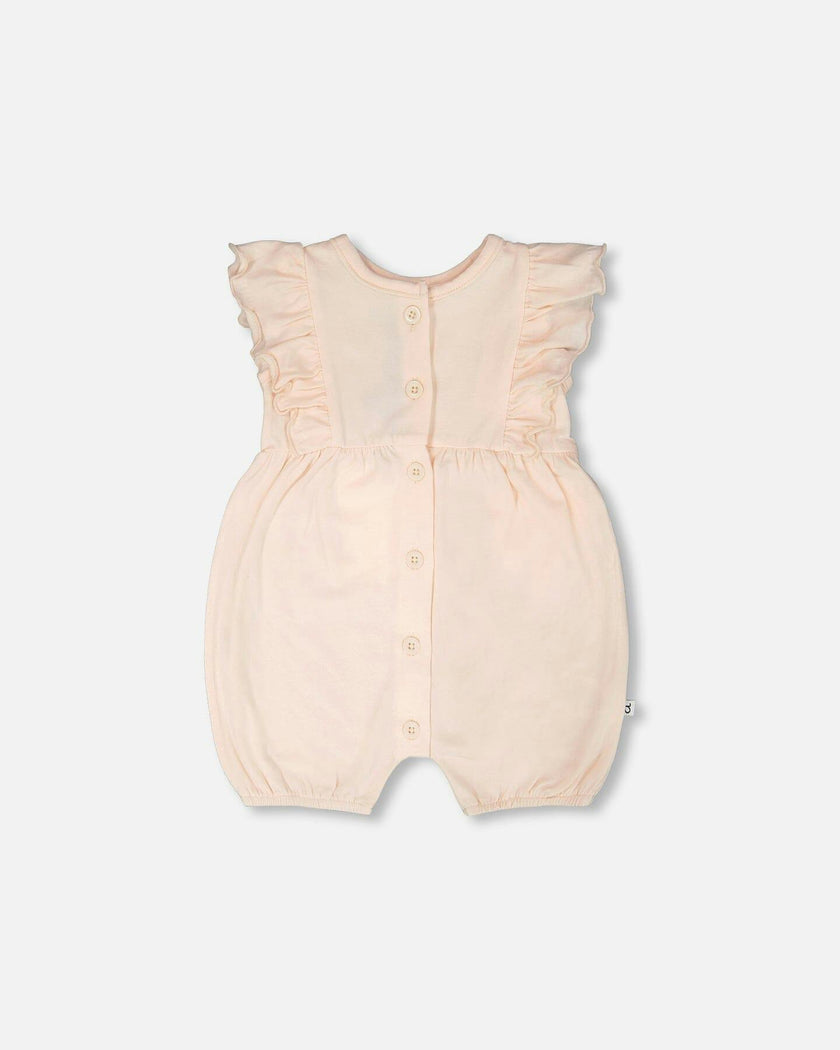 Organic Cotton Jersey Romper With Frills
