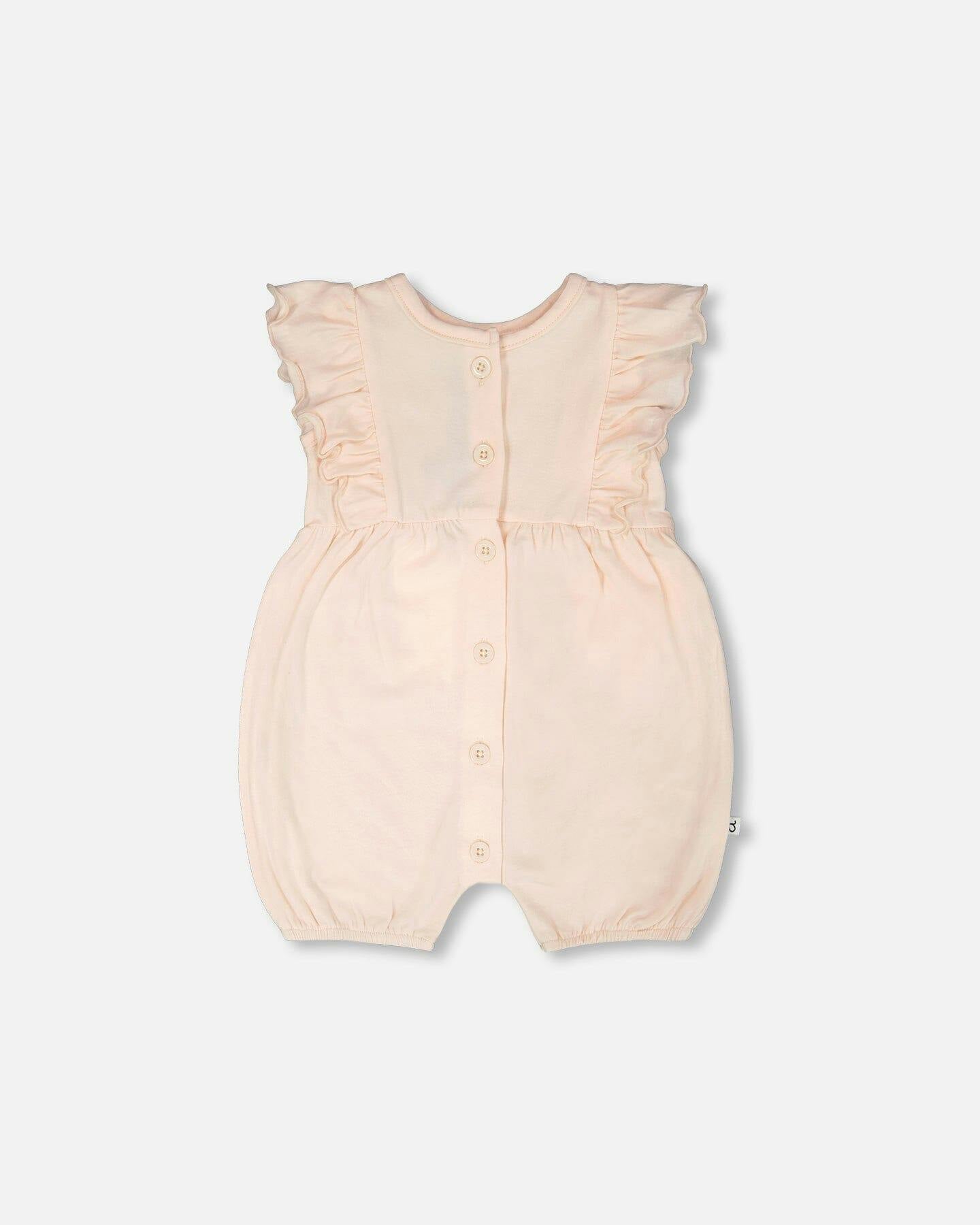 Organic Cotton Jersey Romper With Frills