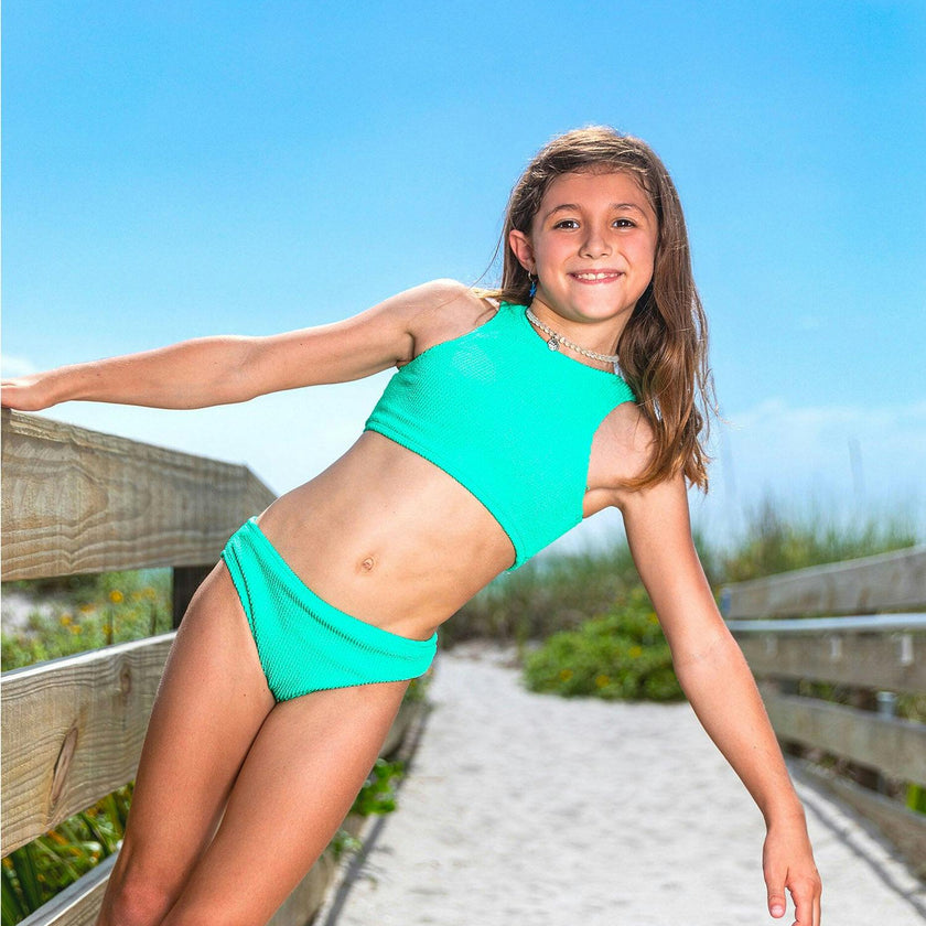 Meredith - Crinkle Two Piece Tankini Swimsuit