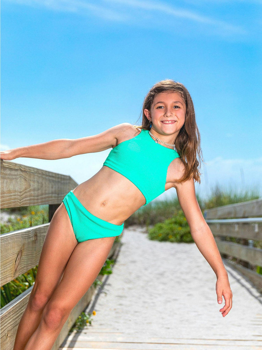 Meredith - Crinkle Two Piece Tankini Swimsuit