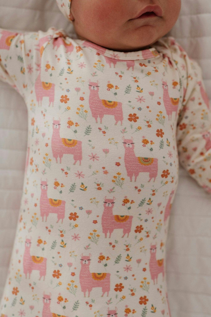 Knotted Sleeper Set in Llamas