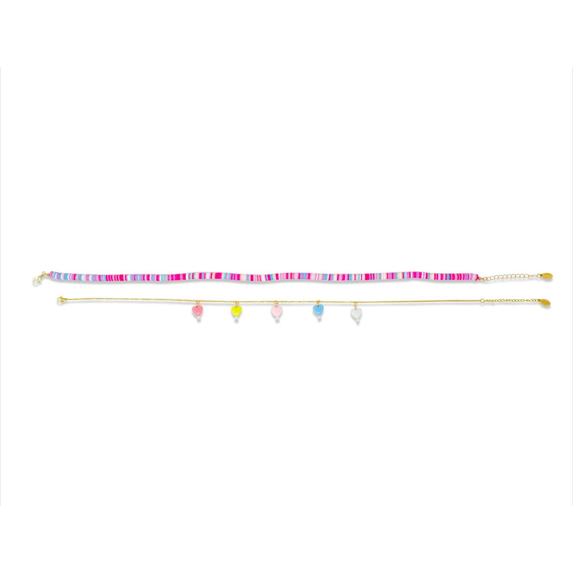 Girl's Colorful Disk Necklace & Charm Duo