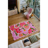 Pink Base Pink Floral Wavy Rug by Jessica Miller
