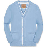 Organic Long Sleeve Tipped Cardigan Sweater, Blue