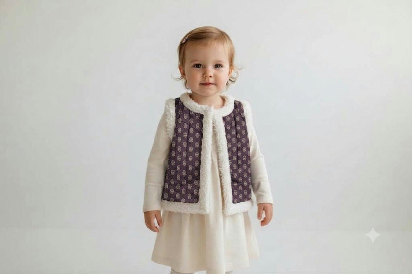 Jaipur Bloom Reversible Printed Sherpa Vest (Print #1)